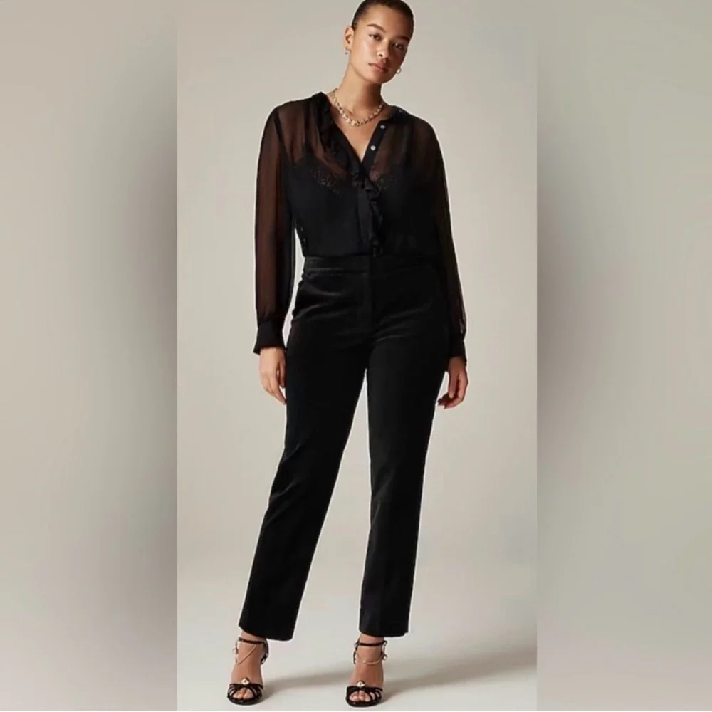 J. Crew Kate Slim Fit Pant in Black‎ Velvet.